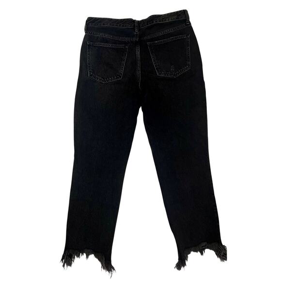 Free People Distressed Good Times Relaxed Skinny Cropped Black Jeans Size 29 - Picture 5 of 10